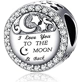925 Sterling Silver Charm Fit for Charms Bracelet I Love You to the Moon and Back Bead Charm Birthday Gifts Women Jewelry