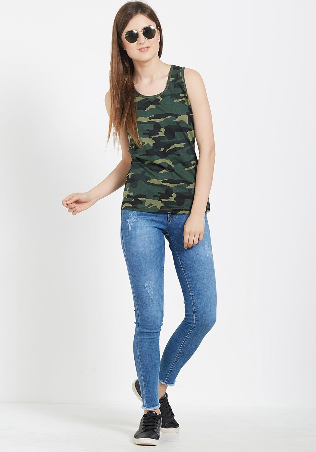 wyo wear your opinion women's tanks top with army camouflage design