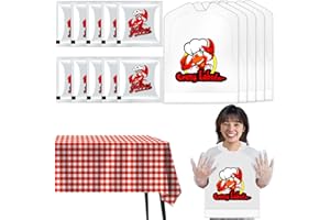 Artcome Lobster Bibs Party Kit – 30 Crab Bibs, 30 Pairs Disposable Gloves, 3 Red & White Plastic Tablecloths for Seafood Boils, Crab Feasts, Lobster Parties, BBQs, and Mess-Free Outdoor Dining