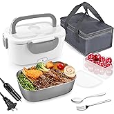 FVW Electric Lunch Box Food Heater, 3 in 1 Portable Food Warmer Lunch Box for Car & Home, Leak Proof, Lunch Heating Microwave with 304 Stainless Steel Container 1.5 L, 110V/12V/24V