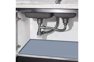 SOONSURE Under Sink Mat, Under Sink Mats for Kitchen Waterproof, 34"x22" Silicone Under Kitchen Sink Liner Mat, Flexible Under Sink Drip Tray for Kitchen Bathroom, Thick Under Sink Rubber Mat With Lip, Grey