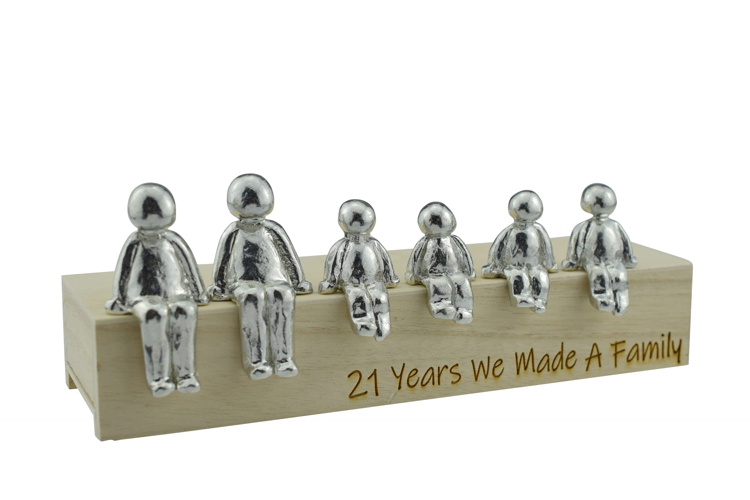 Pirantin 21st Anniversary Idea - 21 Years We Made A Family Metal Ornament - Choose Your Family Combination Box & Woodgrain May Vary(4 Children)