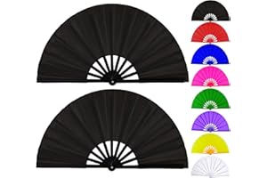 ESWALA Fans for Line Dancing Line Dance Popping Fan 2pcs Boots on the Ground Hand Fan for Women Foldable Large Big Rave Fan Clacking Fans for Line Dancing that Make Sounds Clack Clapping Pop Snap(2pcs Black)