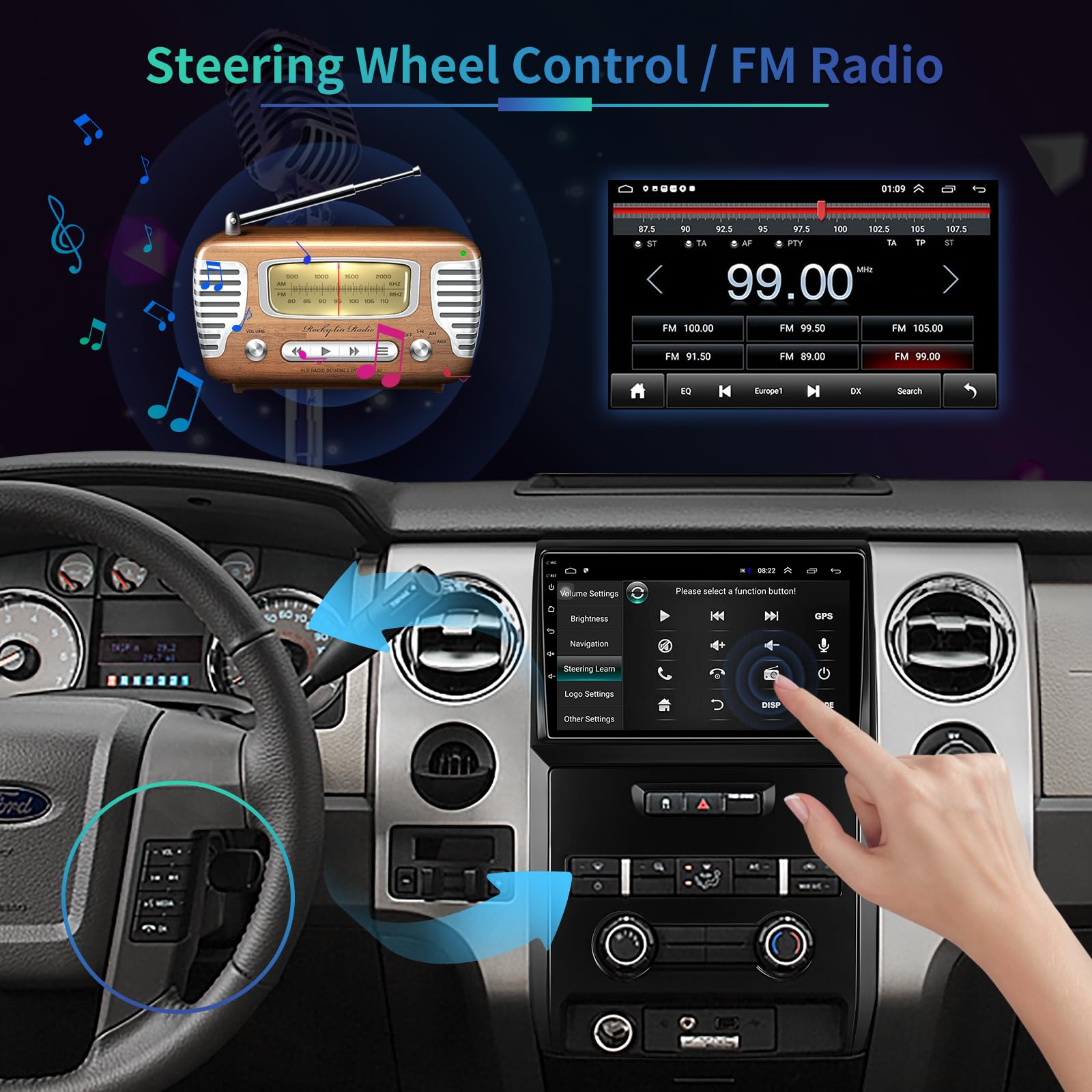 5GWiFi Upgrade 4GB+32GB Android13 Car Radio Stereo for Ford F150 F-150 2009 2010 2011 2012 2013 2014 Wireless CarPlay & Andriod Auto 9.2 Inch Touch Screen Car Radio with GPS Navigation Bluetooth