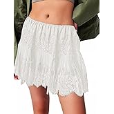 JURIS Women Lace Slip Skirt Low Rise Y2k Layered Pleated Ruffle Flowy Skirt Mesh Mini Underskirt