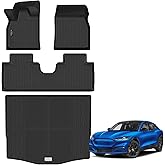 Floor Mats & Cargo Liner Custom Fit for Ford Mustang Mach E 2021-2025 (NOT for Mustang) All Weather TPE Rubber 1st & 2nd Floor Liners Automotive Trunk Mat for Mach E 2025 Accessories, Black