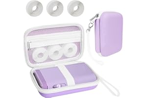 Teyomi Case Compatible with NELKO P21, for NIIMBOT D110, for JADENS D110 Label Maker with 3 Roll Label Tape(Label Paper 1/2" x 1 1/2" (12mm X 40mm))-Hard Shell Storage Bag-Purple