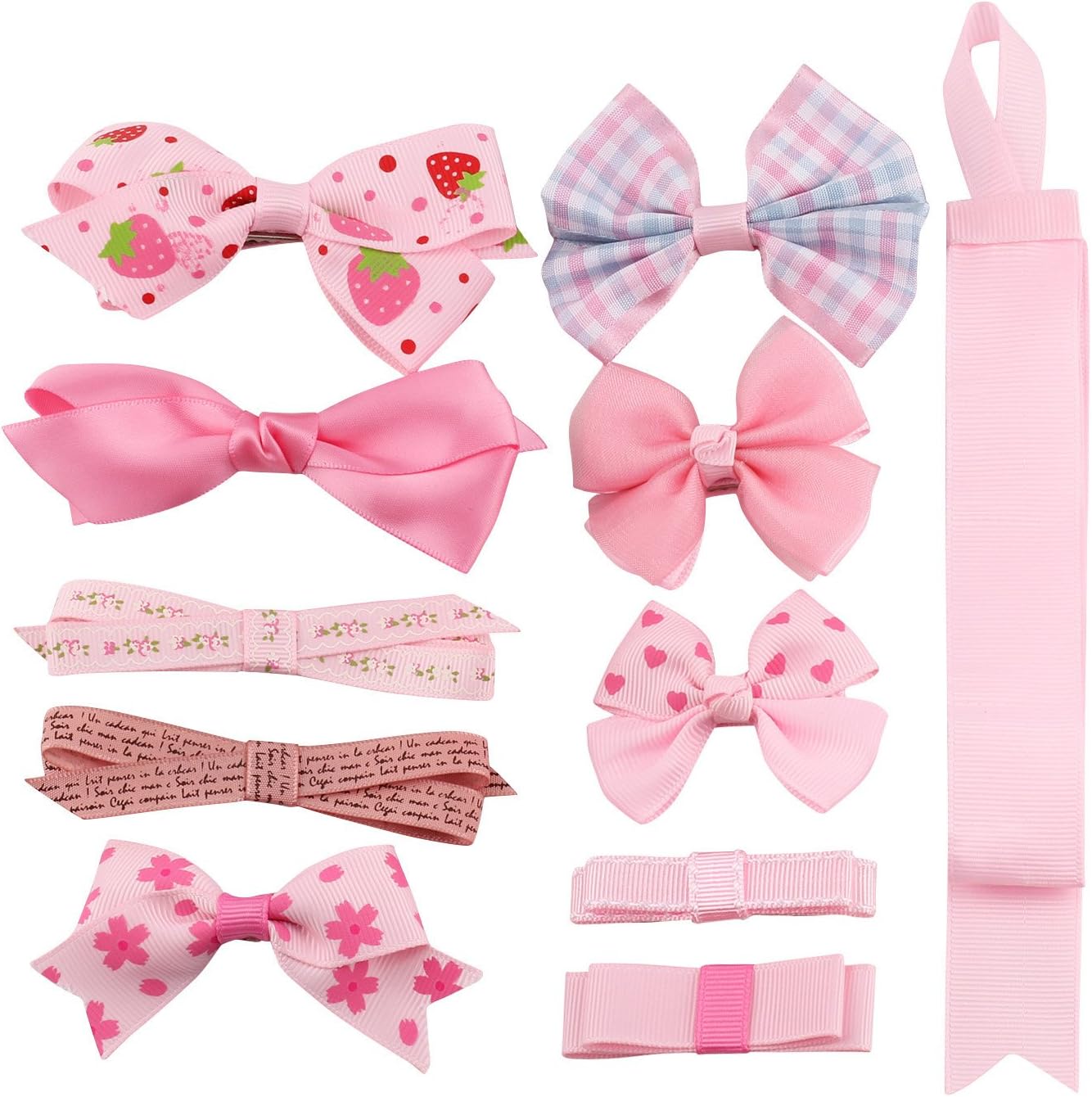 BonnyGirl Boutique Baby Girls Toddler Hair Bow Clips Barrettes with Hair Bows Holder