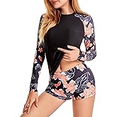 Mexholin Rash Guard for Women Sun Protection Long Sleeve Swimsuits for Women Built in Bra Quick Dry Breathable