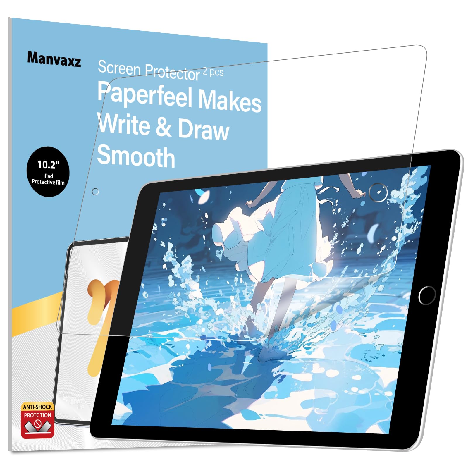 Photo 1 of Manvaxz 2 Pcs iPad 9th/8th/7th Generation Paperfeel Screen Protector | iPad 10.2 Screen Protector for Drawing Sketching like on Paper | Anti Fingerprint and No Glare Matte PET Film