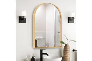 sogesfurniture 36"X24" Bathroom Mirror Cabinet, Arched Recessed Medicine Cabinet, Vanity Cabinet with Mirror & Shelves, Moder
