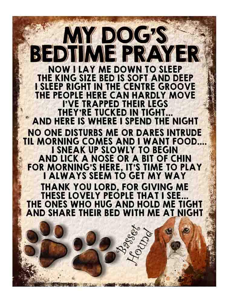 MY DOG'S BEDTIME PRAYER RETRO STYLE METAL TIN SIGN/PLAQUE (Basset Hound)