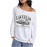 SHENHE Women's Y2K Off The Shoulder Graphic Sweatshirt Asymmetrical Fall Vintage Pullover