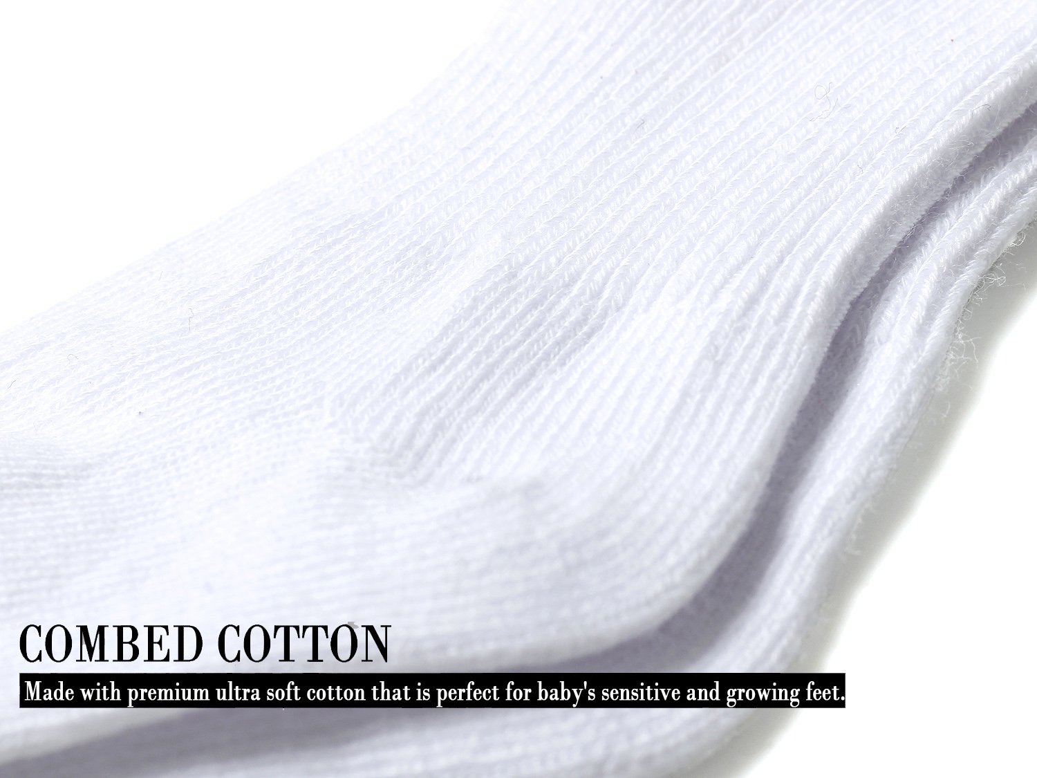 EPEIUS Baby Knee High Socks Seamless Baby Socks Solid Cotton Stockings for Boys/Girls 0-3/3-6/6-12/12-24 Months 3 Pack