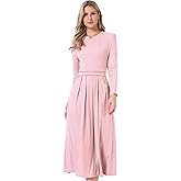 Allegra K Long Sleeve Dress for Women's A-Line Maxi Winter Fall Sweater Dresses