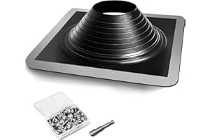 ACNOYEL #8 Epdm Metal Roof Vent Boot, Flexible Roofing Boots Fits Pipe Od 6 3/4'' to 15'', Metal Roof Jacks Flashing for Houses Includ Roofing Screws & Hex, Black/ 1 Pcs