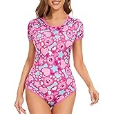 Somniumnight Adult Onesie Bodysuit for Women: Cute Stretchy Romper Snap Crotch - Kawaii Pajamas Soft Fit Gift for Sleepwear