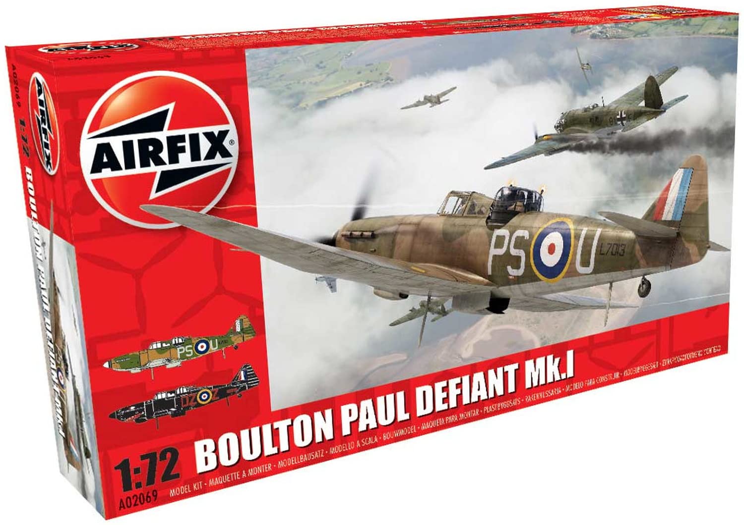 Airfix Model Set - A02069 Boulton Paul Defiant Mk.I Model Building Kit - Plastic Model Plane Kits for Adults & Children 8+, Set Includes Sprues & Decals - 1:72 Scale Model — image 1
