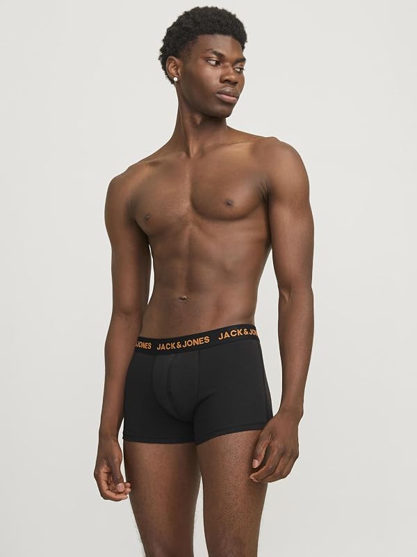 JACBASIC Trunks 7 Pack Boxer a Pantaloncino Uomo, Nero, L