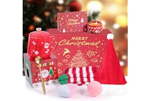TYNIAIDE Christmas Gifts for Women - Aromatherapy Candle & Bath Bomb Set for Relaxation, with Cozy Socks, Mug & Beanie Hat, Unique Holiday Gift Basket for Her, Mom, Wife, Girlfriend, Coworker