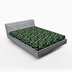 Lunarable Cactus Fitted Sheet, Funny Cartoon Style
