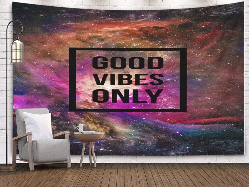 TOMWISH Starry Night Sky Tapestry, Tapestries Decoration Hanging Wall Bedroom and Home Décor Dorm Vibes Only Motivational on Night Starry Sky Background 80X60 Inch,Colorful