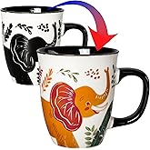 Asmwo Color Changing Elephant Mug 16oz - Heat Sensitive Cup for Tea Cocoa Milk, Funny Ceramic Coffee Mugs, Birthady Gifts for Women man