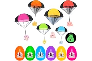 UPIRT Waipfaru 6 Pack Easter Eggs with Parachute Toys, Easter Basket Stuffers for Kids, Easter Fillers Gifts with Throwing Flying Toy for Boys Girls Party Favors