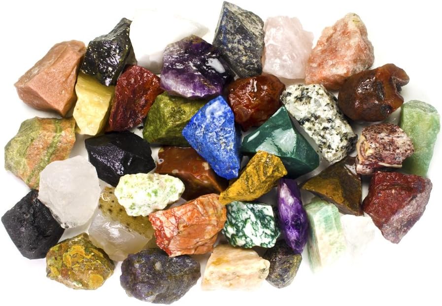 Hypnotic Gems 12 Pounds of Bulk Rough India Stone Mix - Over 25 Stone Types - Large 1" Natural Raw Stones & Fountain Rocks for Cabbing, Tumbling, Lapidary & Polishing and Reiki Healing