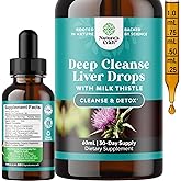 Deep Liver Cleanse, Detox & Repair with Milk Thistle Liquid Drops - Liver Detox Liquid Artichoke Extract with Dandelion Leaf, Ginger & Turmeric Curcumin for Immunity & Daily Cleanse -60 ml Bottle