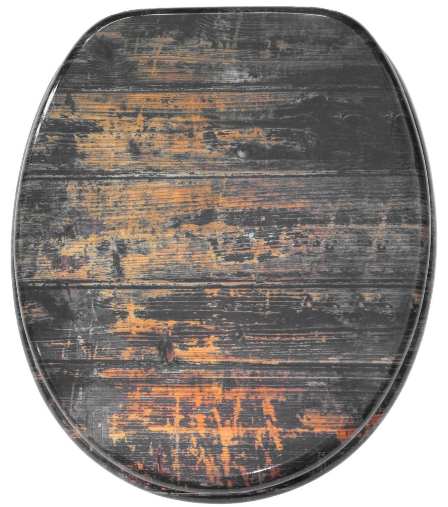Sanilo Sedile WC In Legno – Copriwater A Tema Cranio In Fiamme – Cerniere Regolabili Universali – Antibatterico - 3
