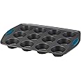 Rachael Ray Yum -o! Nonstick Bakeware 12-Cup Muffin Tin With Grips / Nonstick 12-Cup Cupcake Tin With Grips - 12 Cup, Gray