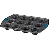 Rachael Ray Yum -o! Nonstick Bakeware 12-Cup Muffin Tin With Grips / Nonstick 12-Cup Cupcake Tin With Grips - 12 Cup, Gray