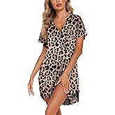 Ekouaer Women V Neck Button Down Nightgown