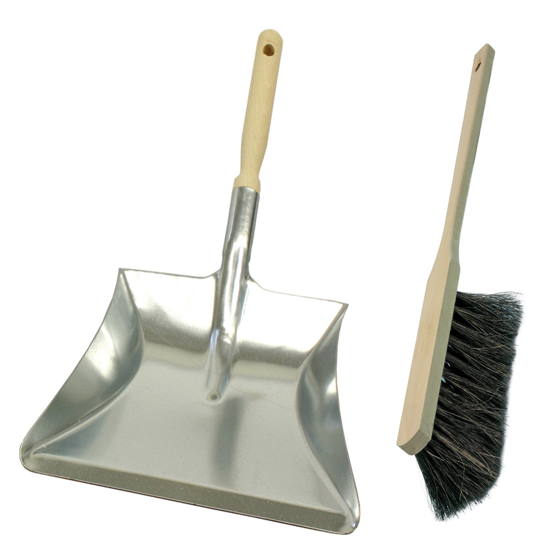 Brushmann Large Dustpan / Hand Shovel and Long Handled Hand Brush Set (Soft Bristle Dark)