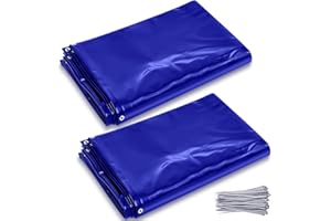 Vincreem 2 Pcs Welding Curtain Safety Blue Transparent Welding Screen with Fixed Belt for the Stand of 6 x 8ft Fireproof Resistant Insulation for Welding Arc Light UV and Blue Light Protection