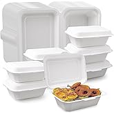 100 Pack Clamshell Take Out Food Containers, 7 x 5 Inch Disposable To Go Containers, Compostable To Go Boxes, Biodegradable F