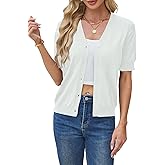 Yekaty Short Sleeve Cardigans for Women Lightweight Summer Sweaters Cropped V Neck Button Bolero Sweater