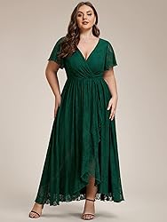 Ever-Pretty Plus Women's V Neck Ruffles Sleeves