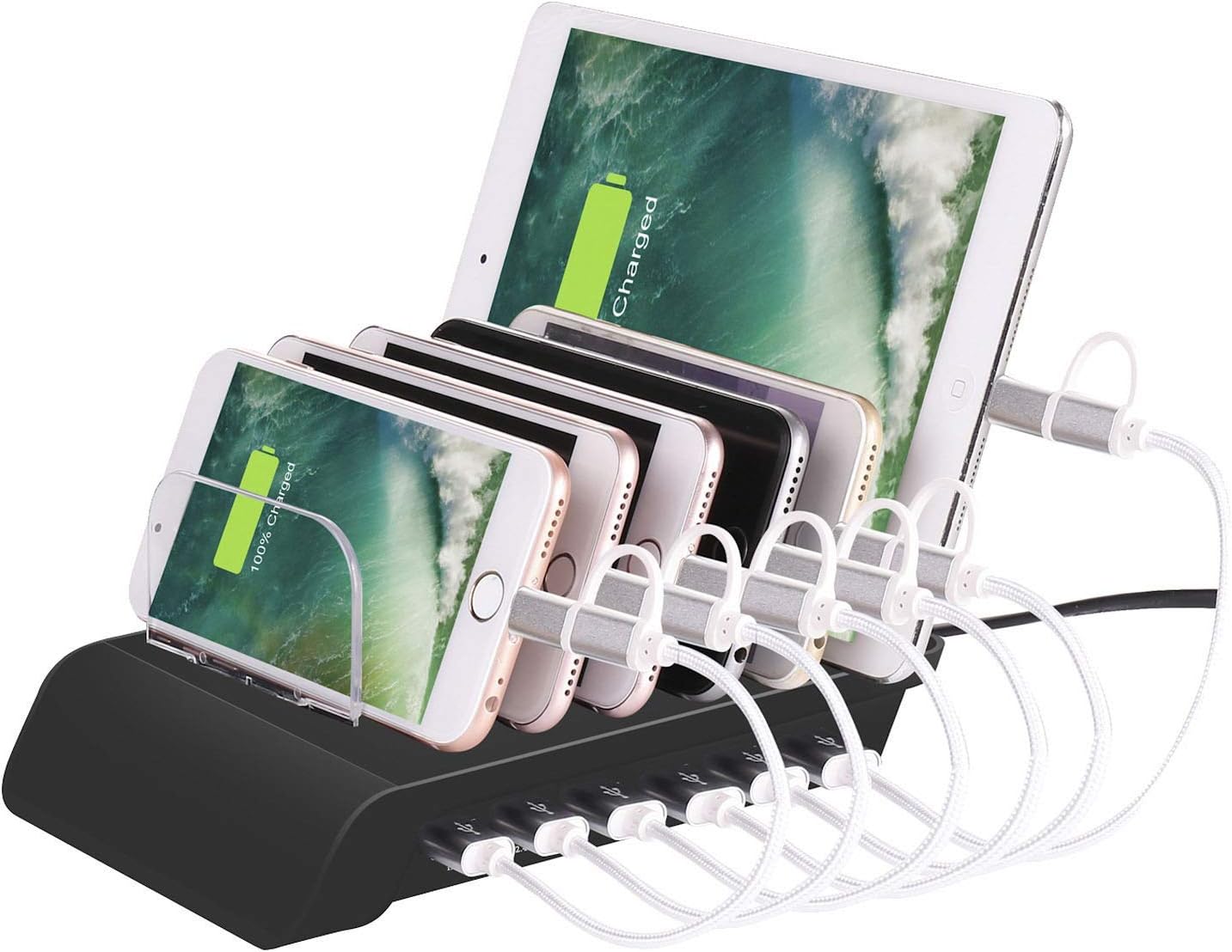 Ophion Mobile Charging Docking Station USB 6 Port Multi-Device Hub Charging Dock Universal Desktop Tablet & Smartphone