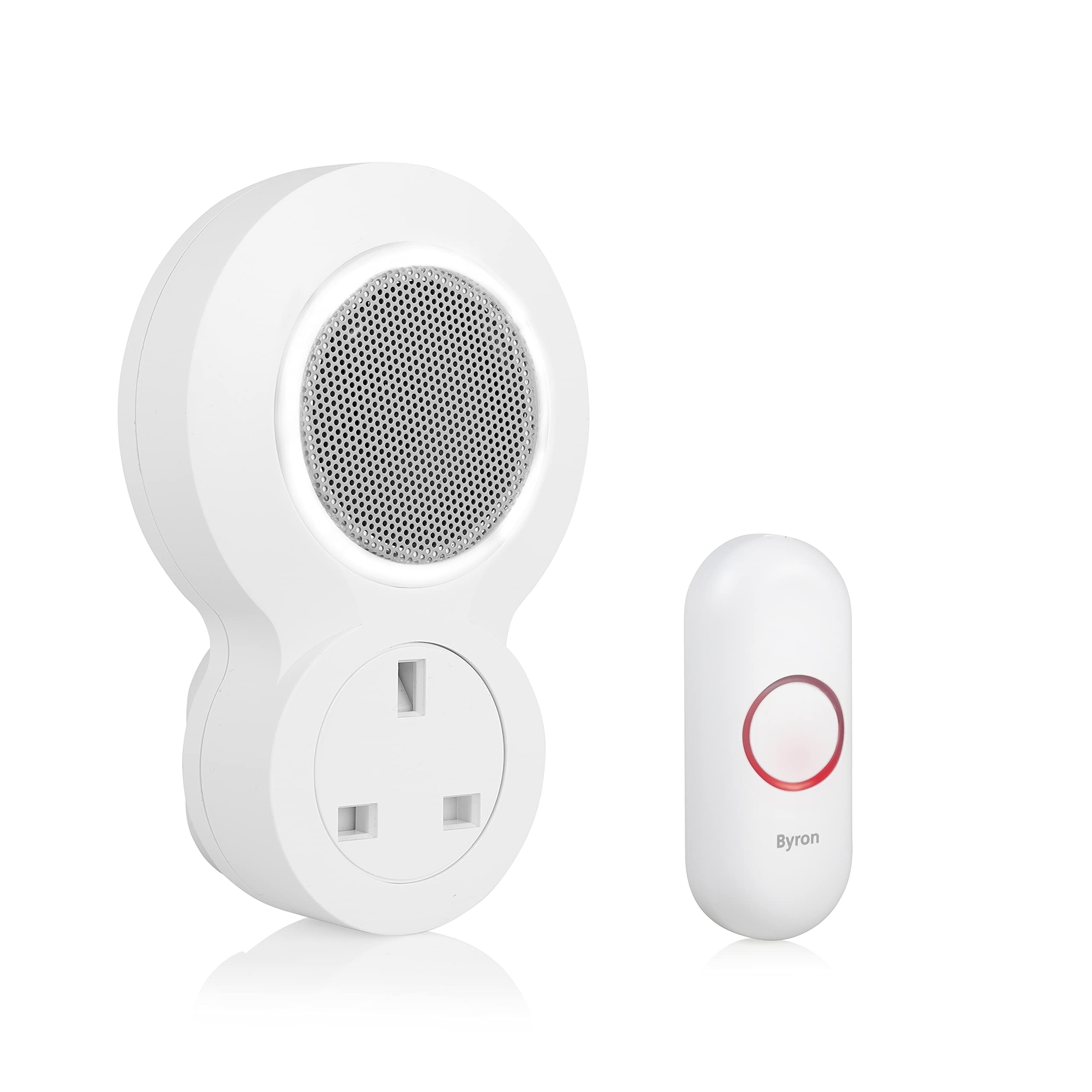 Byron DBY-23513UK Wireless Plug In Doorbell Set, 175m Range, 8 Melodies, Visual Alert System, White