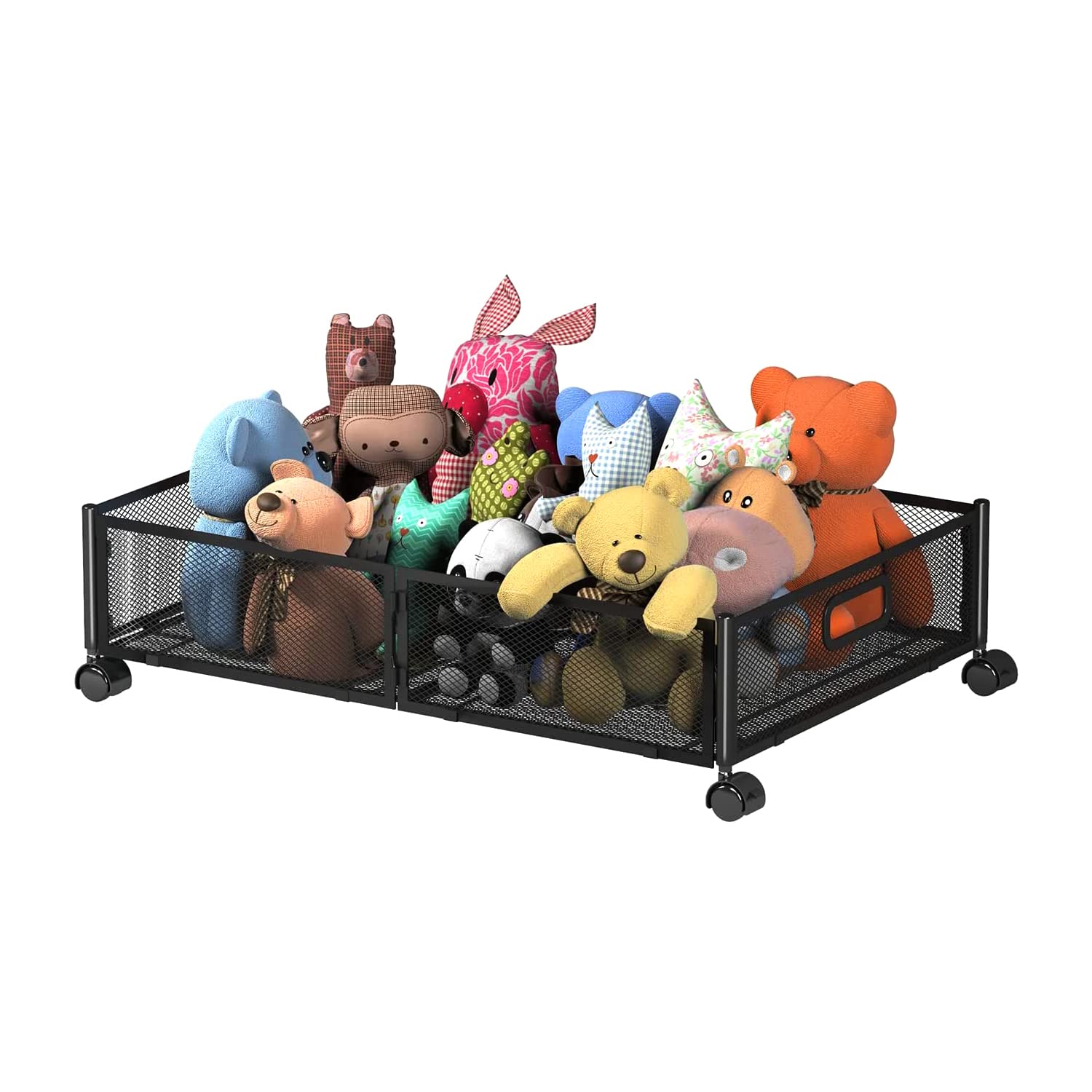 SKERELL Foldable Under Bed Storage with Wheels and Handle - Heavy Duty Metal Organizer for Clothes, Shoes, Blankets, Toys