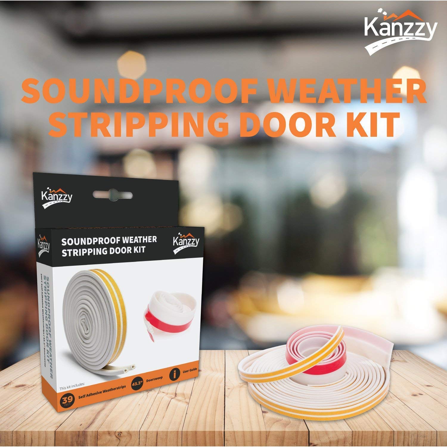 Soundproof Weather Stripping Door Kit White 39 Feet Self Adhesive