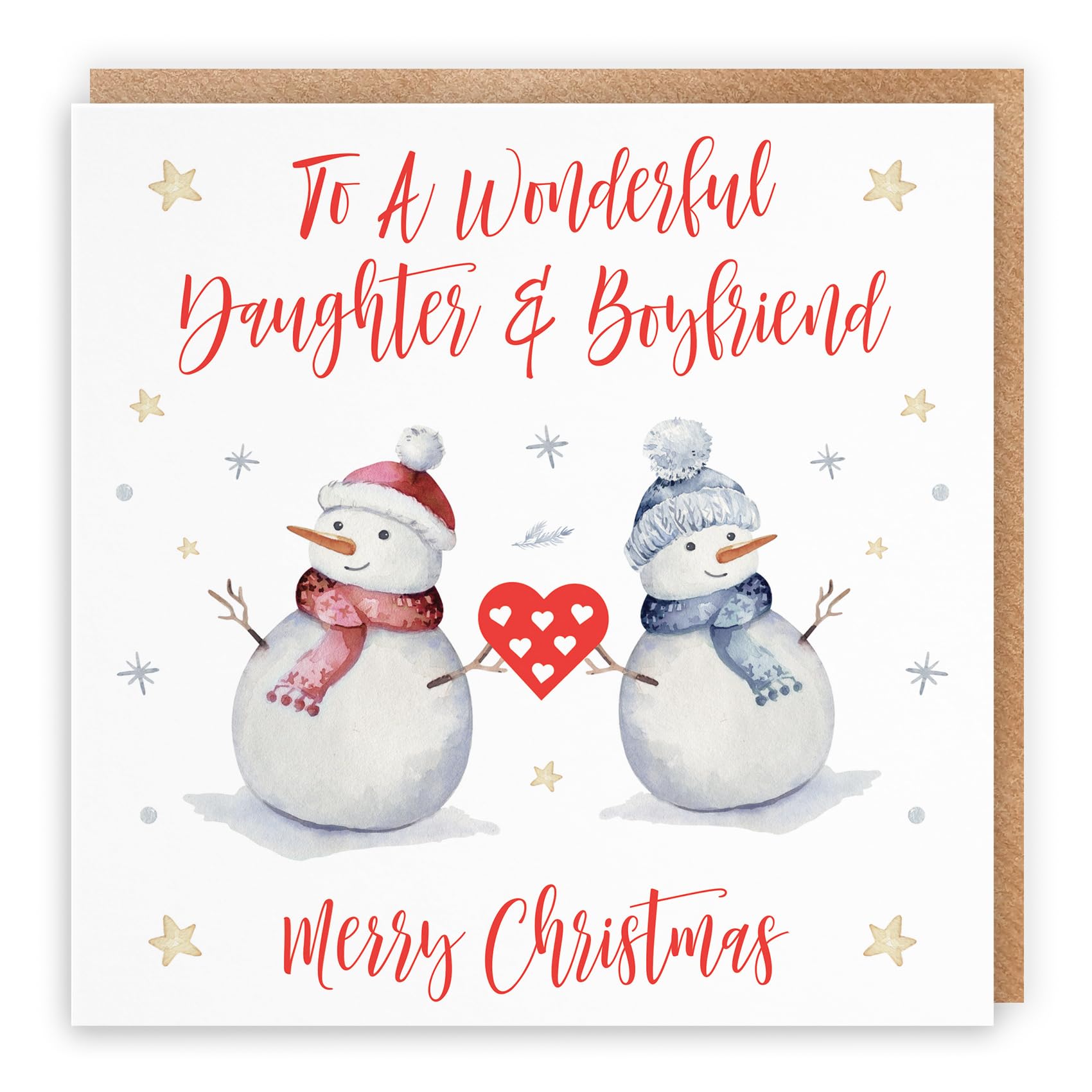 Hunts England - Daughter And Boyfriend Christmas Card - To A Wonderful Daughter & Boyfriend - Merry Christmas - Snowman Collection - Fun Xmas Card — image 1