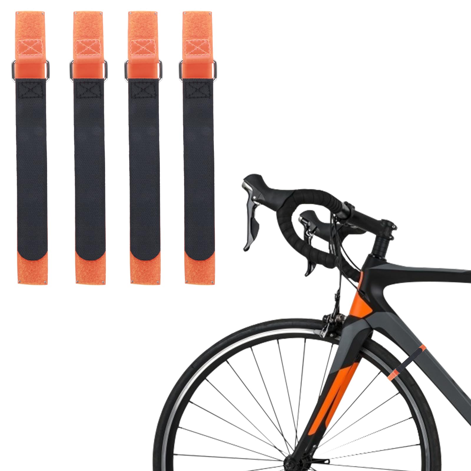 Photo 1 of Bike Rack Straps 4 PCS Adjustable Bike Wheel Strap with Upgraded Gel Grip & Stonger Metal Buckle Replacement Bike Wheel Stabilizer Straps Bike Accessories Anti-Slip Bicycle Tire Stabilizer Strap