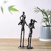 Rustic Family Figurines Family of Four Sculptures Parents and Kids Statues for Bedroom Décor Cast Iron Family Sculpture for Living Room Decor Gifts for Family Unique Art Piece Modern Home Décor