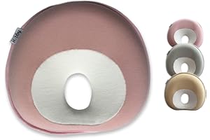 Hibby Ergonomic Baby Head Pillow | Curved Non Flat Design (Petal Pink)