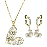 Menton Ezil Fashion Jewlery Brave Heart 18K Gold Plated Heart Shape Necklace With Crystal For Woman Birthday Mother’s Day Anniversary Jewelry Gift for Women Wife Mom Girlfriend