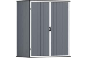 Patiowell 5 x 3 FT Resin Outdoor Storage Shed, Plastic Waterproof Cabinet with Stable Roof and Lockable Doors for Patio Furniture, Pool Accessories and Tools, Black