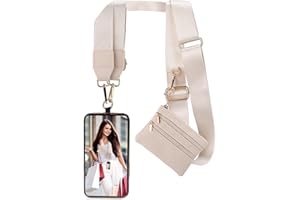 XANGNIER Clip and Go Strap for Phone with Wallet Crossbody, Phone Strap with Zippered Wallet, Adjustable Anti Theft Cellphone Lanyard for Women, Cellphone Chain Accessories,Multicolor 12